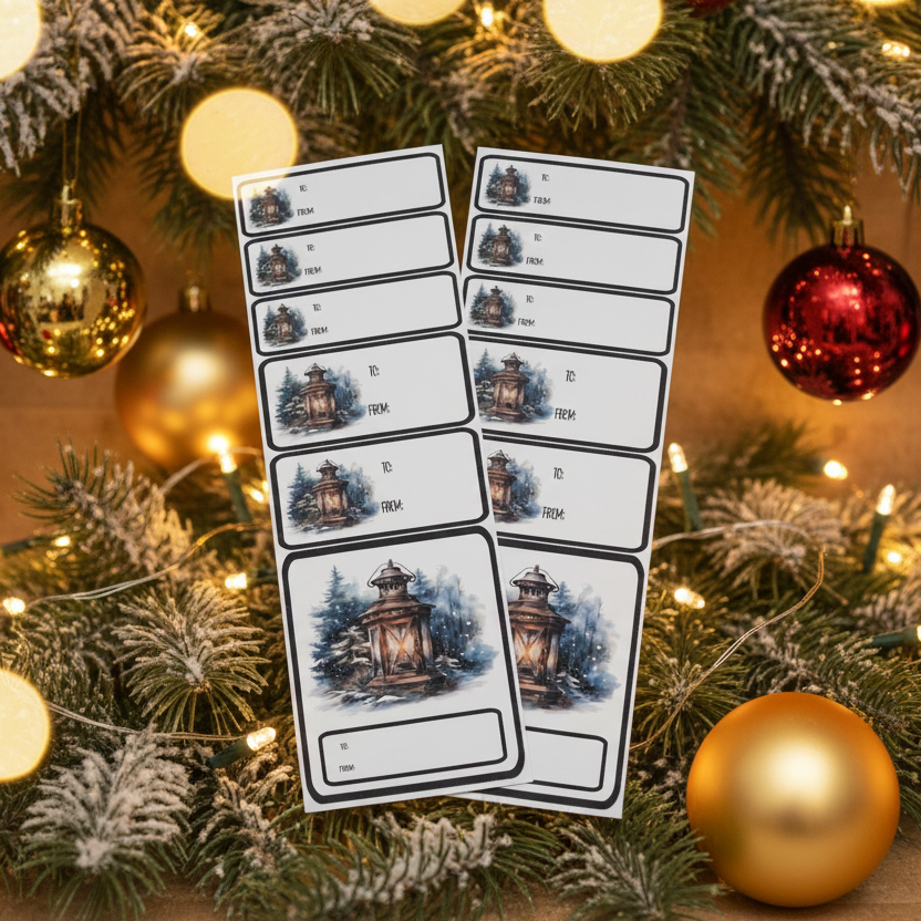 Lantern Stickers - Black Border