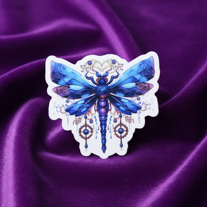 Whimsical Dragonfly On Hues Of Blues and Purples