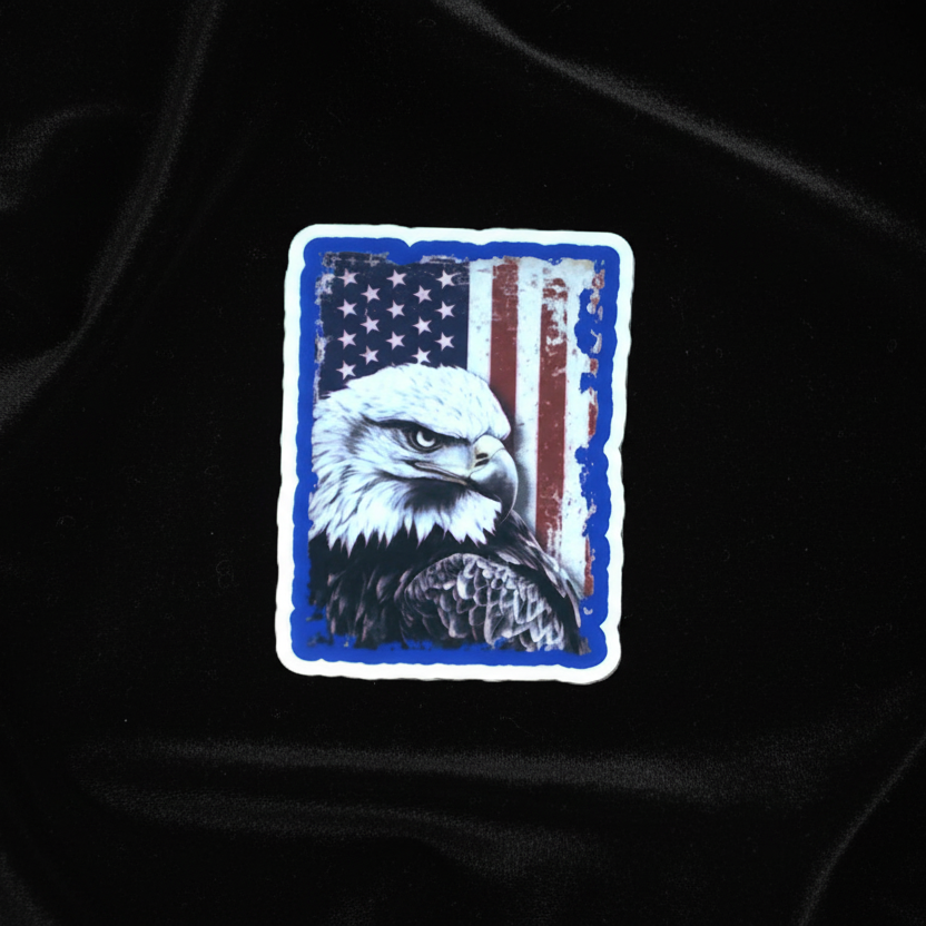 Bald Eagle Over American Flag