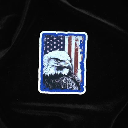 Bald Eagle Over American Flag