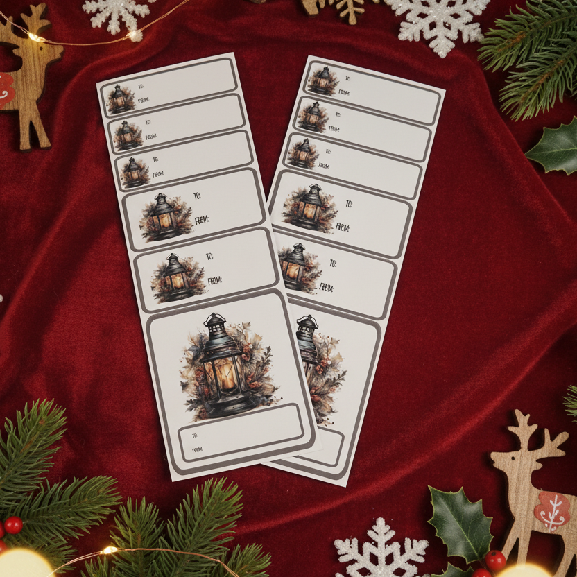 Lantern Stickers - Gray Border