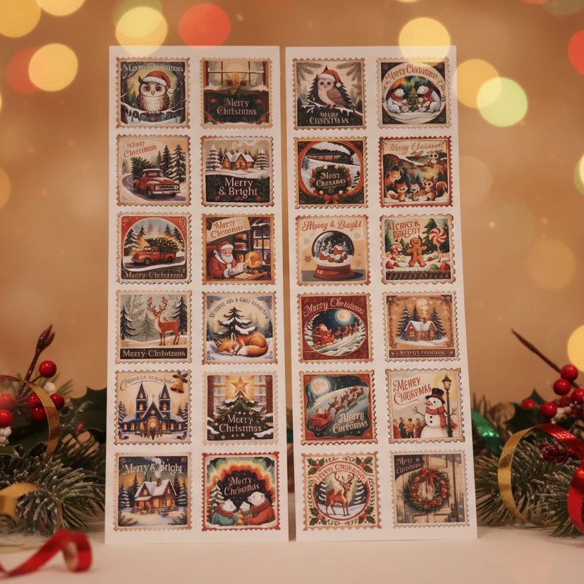 Stationery Stickers - Holiday Stamp Stickers