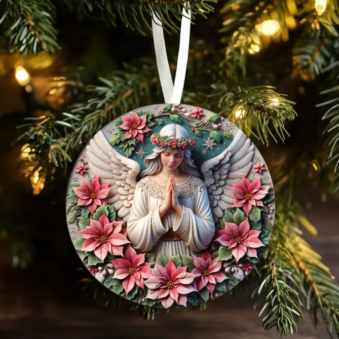 3" Single Sided Ceramic Ornament - Praying Angel