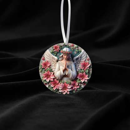 3" Single Sided Ceramic Ornament - Praying Angel