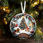 3" Single Sided Ceramic Ornament - Christmas Tree - Merry Christmas