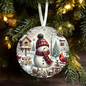 3" Single Sided Ceramic Ornament - Snowman - Let It Snow