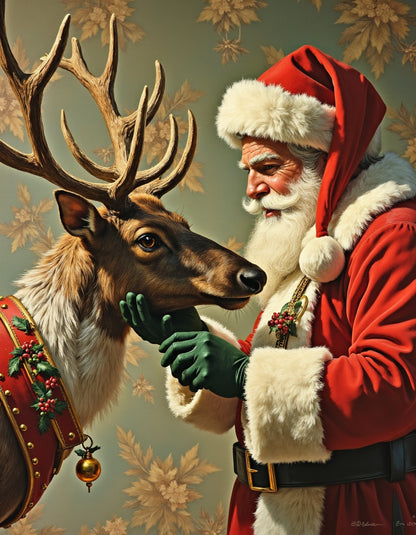 Postcard: Santa With Reindeer