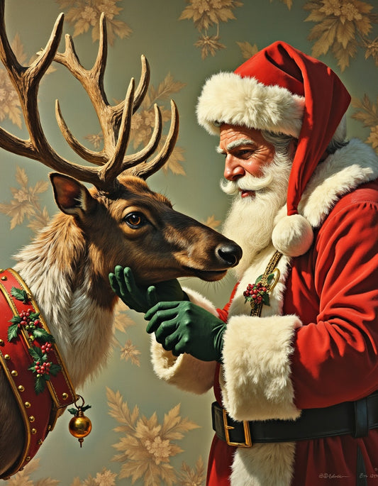 Postcard: Santa With Reindeer