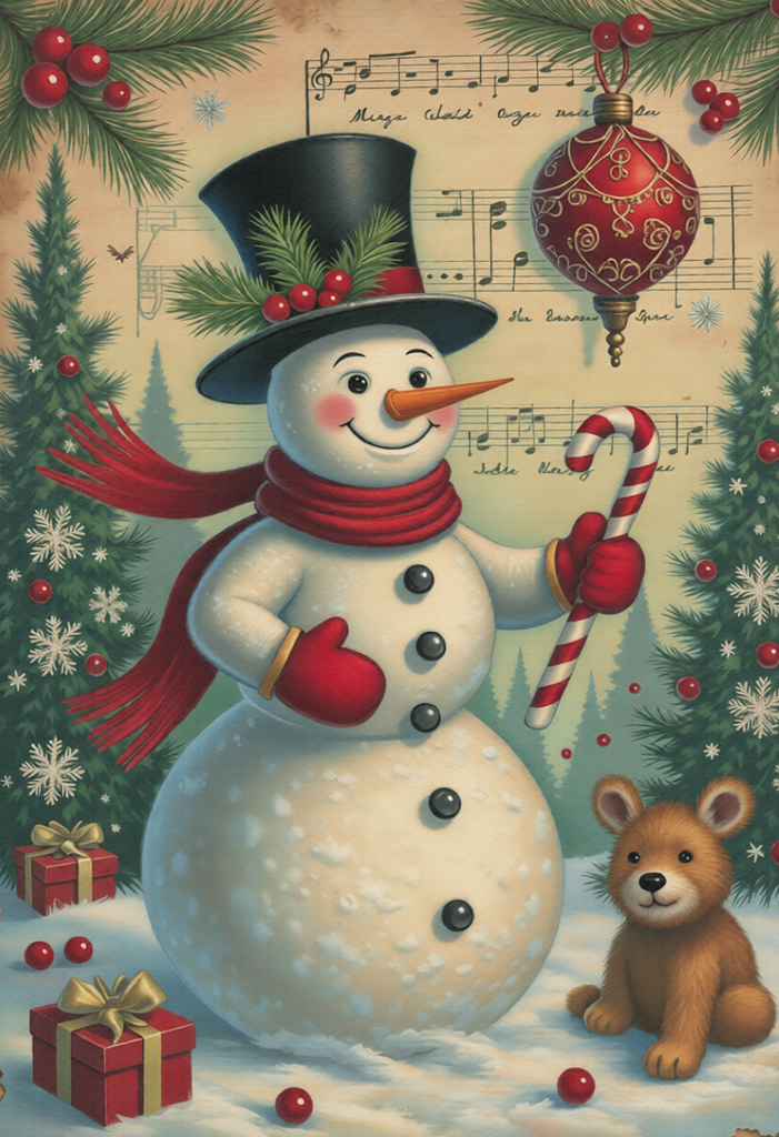 Postcard: Snowman & Teddy